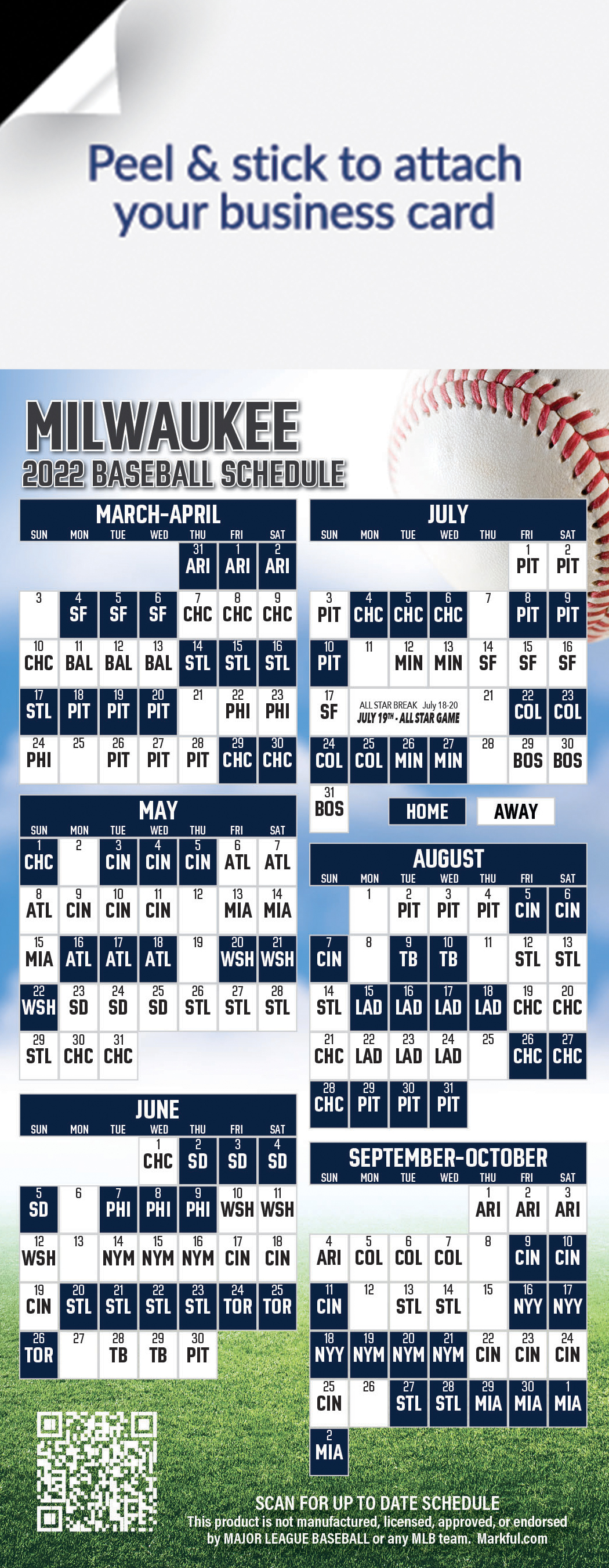 Milwaukee Brewers Schedule 2022 2022 Milwaukee Brewers Schedule Magnets & Magnetic Schedules | Markful