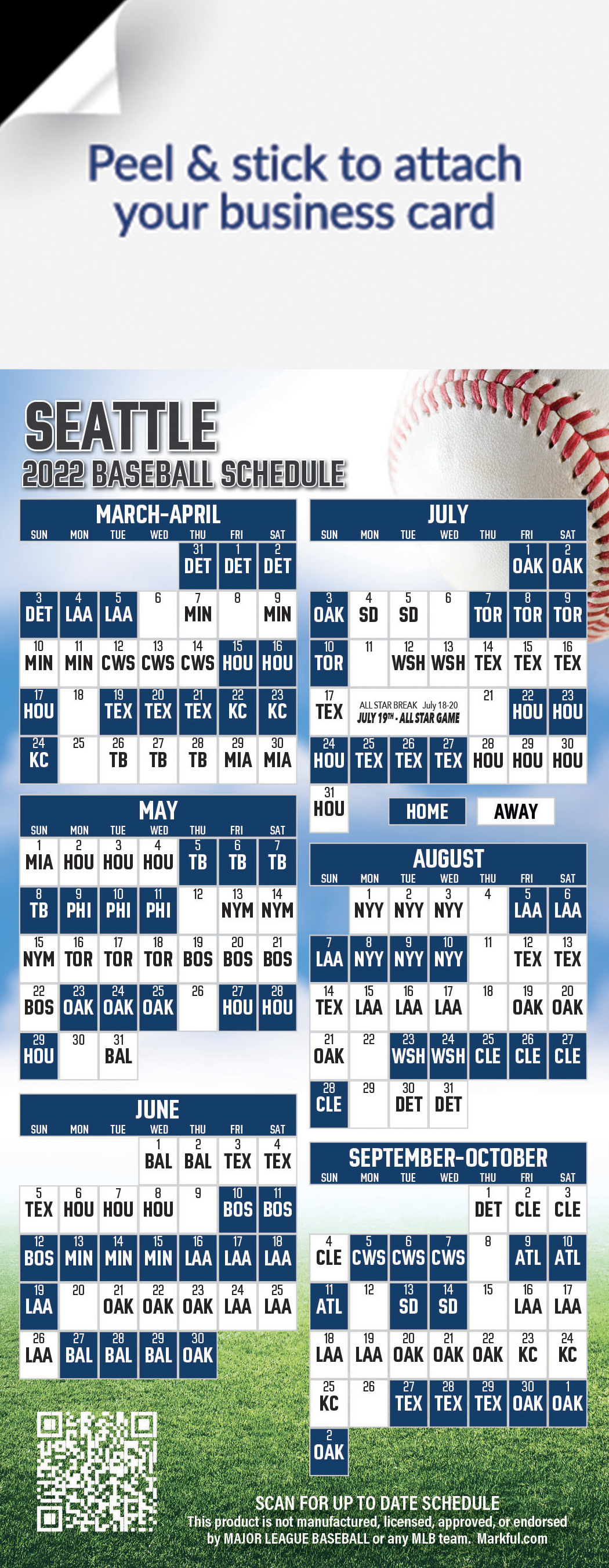 Mariners Schedule 2022 Pdf 2022 Seattle Mariners Schedule Magnets & Magnetic Schedules | Markful